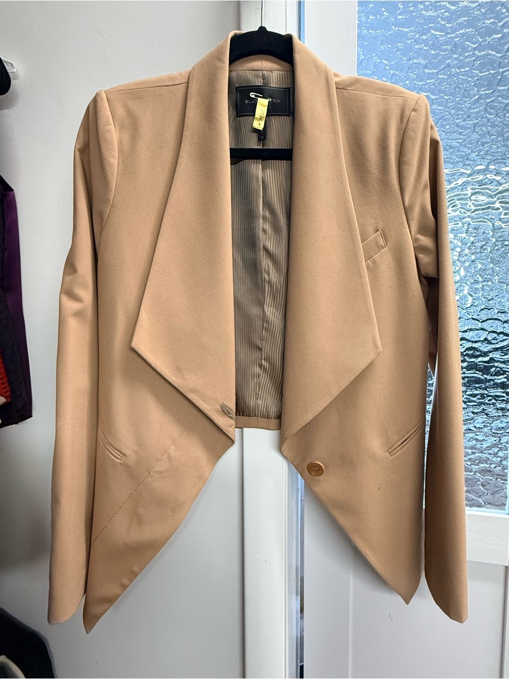BCBGMaxAzria Camel Draped Open-Front Blazer